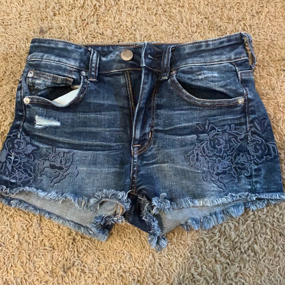 American Eagle Denim Embroidered Shorts